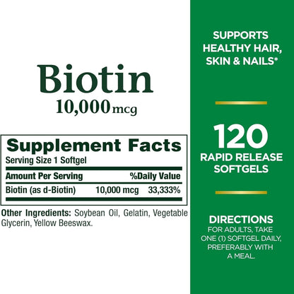 Nature's Bounty Biotin 10000 mcg, Cápsulas – El mantenimiento de la piel en condiciones normales. – Image 4