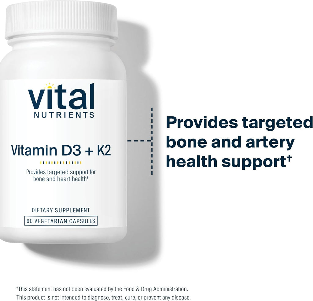 Vital Nutrients Vitamina D3 + K2 | 2000 UI | 60 Cápsulas