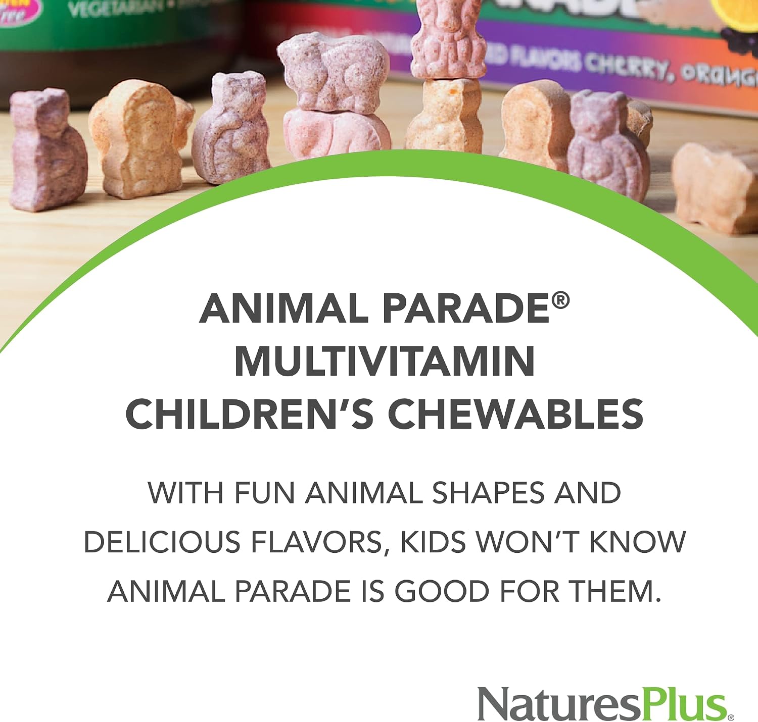 NaturesPlus Animal Parade Multivitamínico Infantil Masticable - Sabor Uva - 180 Comprimidos