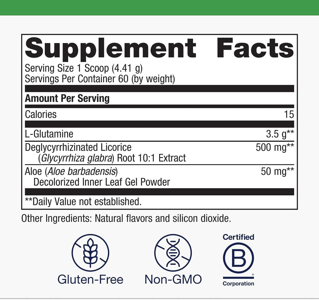 Metagenics Glutagenics - L-Glutamine with Deglycyrrhizinated Licorice (DGL) & Aloe Vera - Supports Gut Health, Digestive Function & Immune System - Non-GMO & Gluten-Free Powder Supplement - 60 Servings