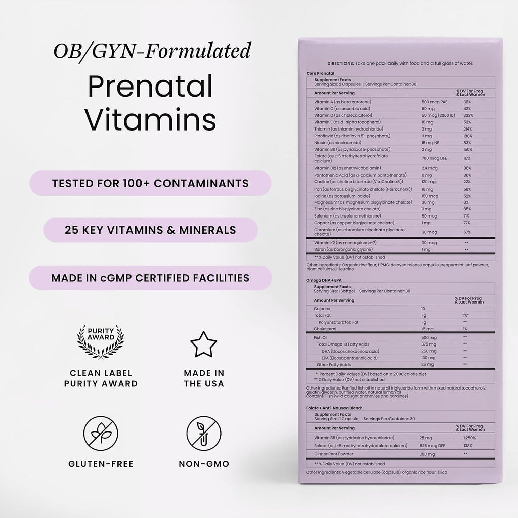 Perelel Pack Prenatal 1er Trimestre – 30 Sobres Diarios con Folato, Omega 3, Vitamina D, Hierro y Jengibre