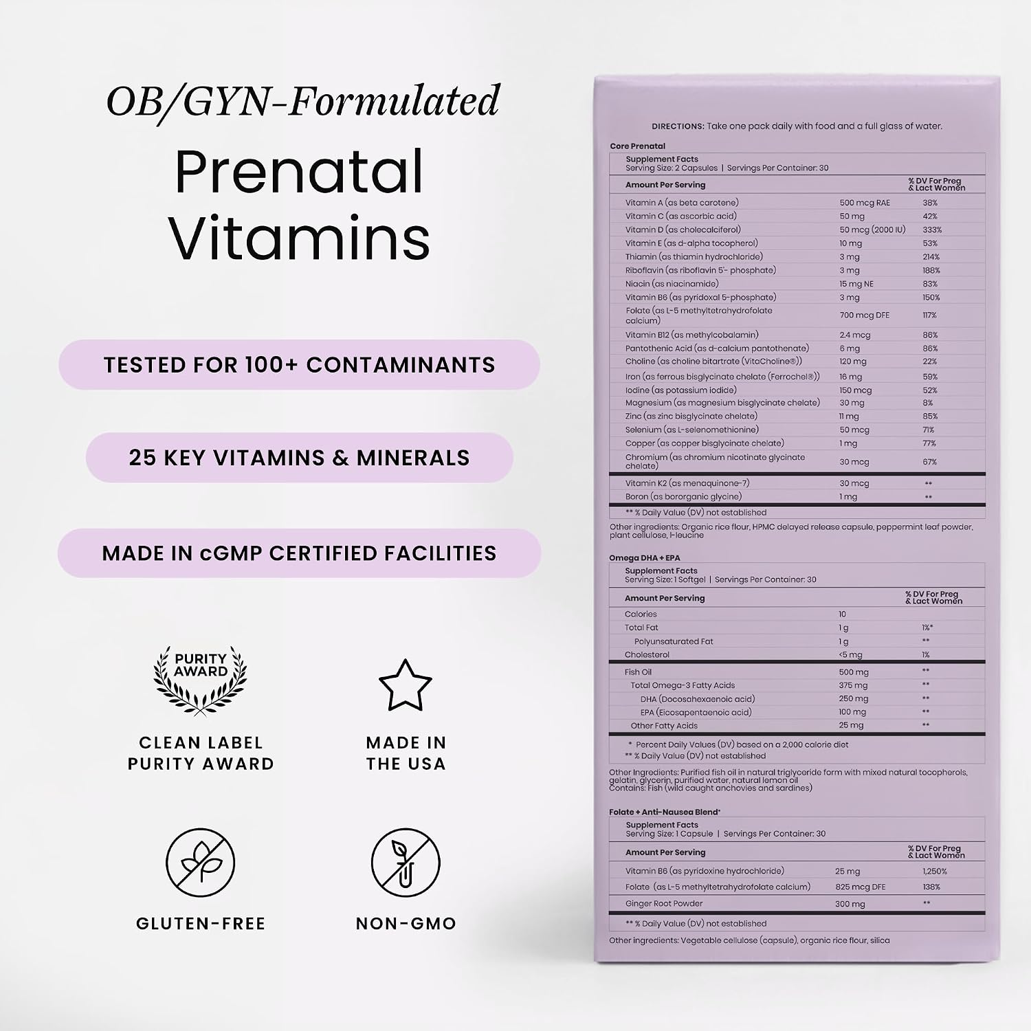 Perelel Pack Prenatal 1er Trimestre – 30 Sobres Diarios con Folato, Omega 3, Vitamina D, Hierro y Jengibre