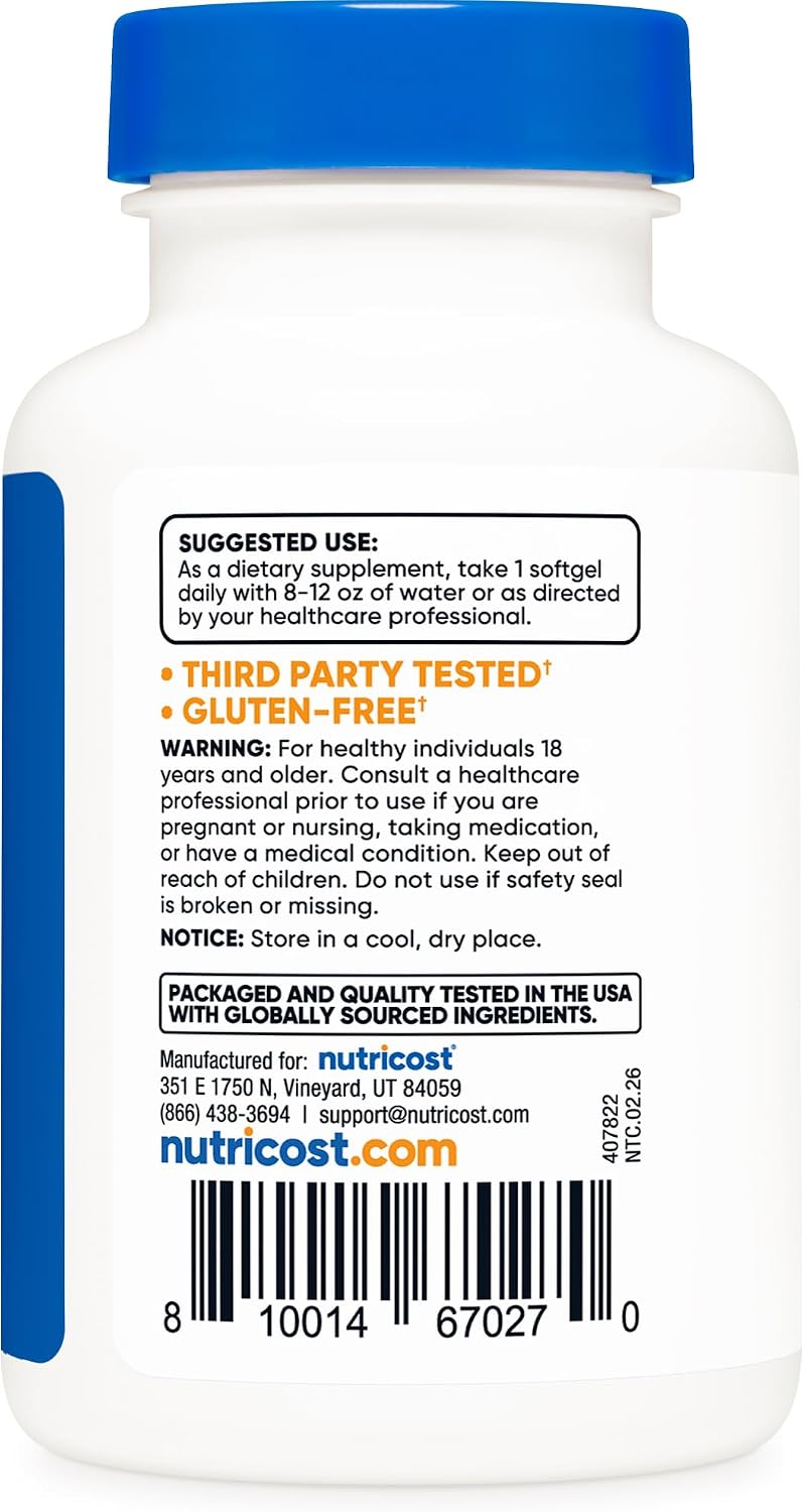 Nutricost Biotina (5000 mcg) 150 Softgels - Vitamina B7 - Sin Gluten, No Transgénico