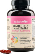 NatureWise Biotina 5000mcg para Cabello, Piel y Uñas con Ácido Hialurónico y Colágeno - 150 Cápsulas