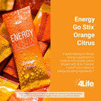 4Life Energy Go Stix Mezcla de bebida de naranja cítrica con aminoácidos, 30 sobres