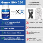 Genex Formulas NMN 250mg Suplemento (Pack de 4) - 99% Puro, Estabilizado, Vegano - 4 Meses de Suministro