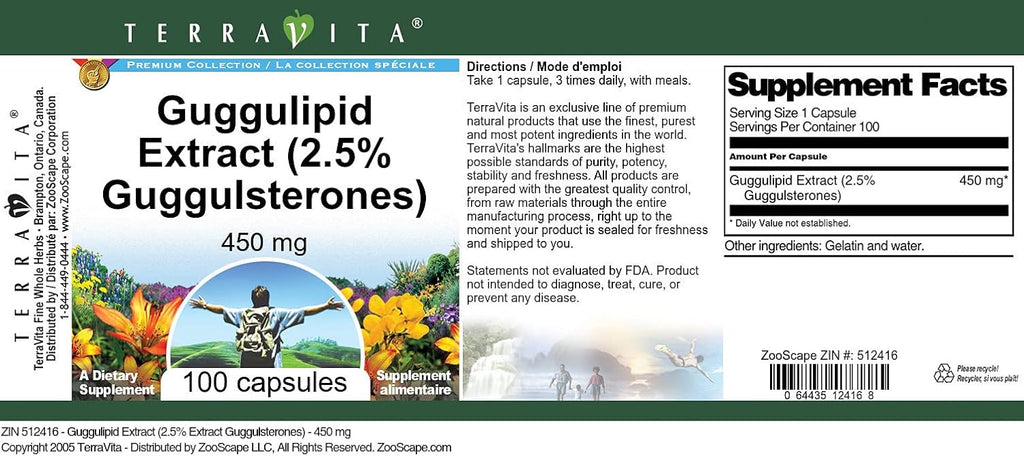 Extracto de Guggulipid 2.5% 450 mg 100 Cáps. Pack 3