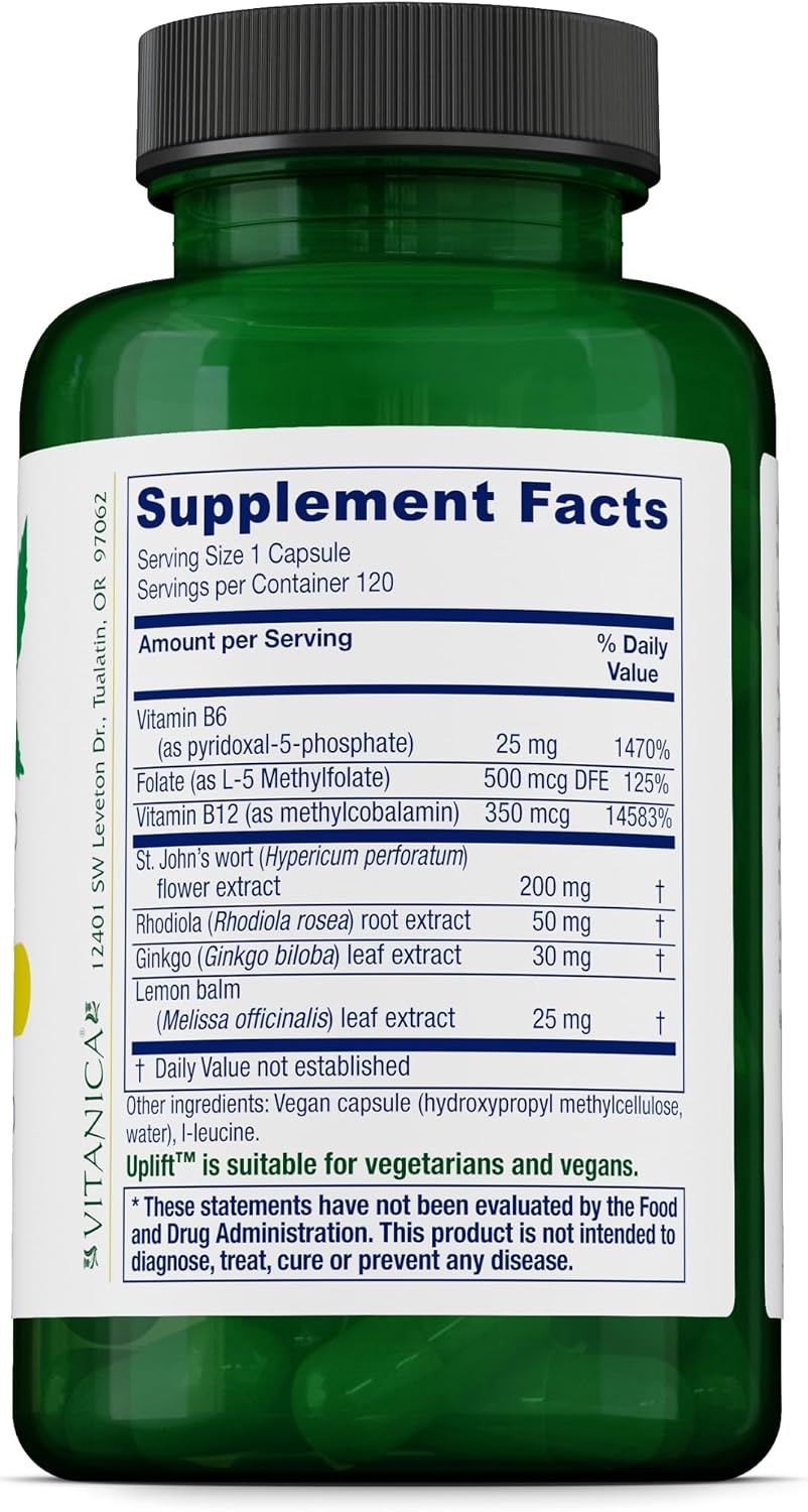 Vitanica Uplift: Emotional and Mood Support – 120 Vegan Capsules