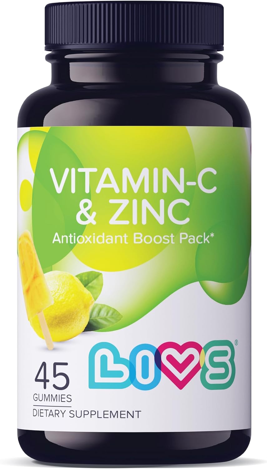 LIVS Gominolas de Vitamina C y Zinc para Adultos y Niños - 125mg Vitamina C y 20mg Zinc por Dosis - 45 Gominolas Veganas con Sabor a Limón