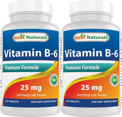 Best Naturals Vitamina B6 25 mg, 120 – Ayuda a reducir el cansancio y la fatiga. Al apoyar el metabolismo – Image 9
