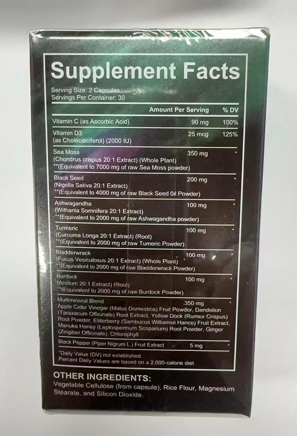 Sea Moss Black Seed Oil con Ashwagandha y Jengibre - 60 Cápsulas