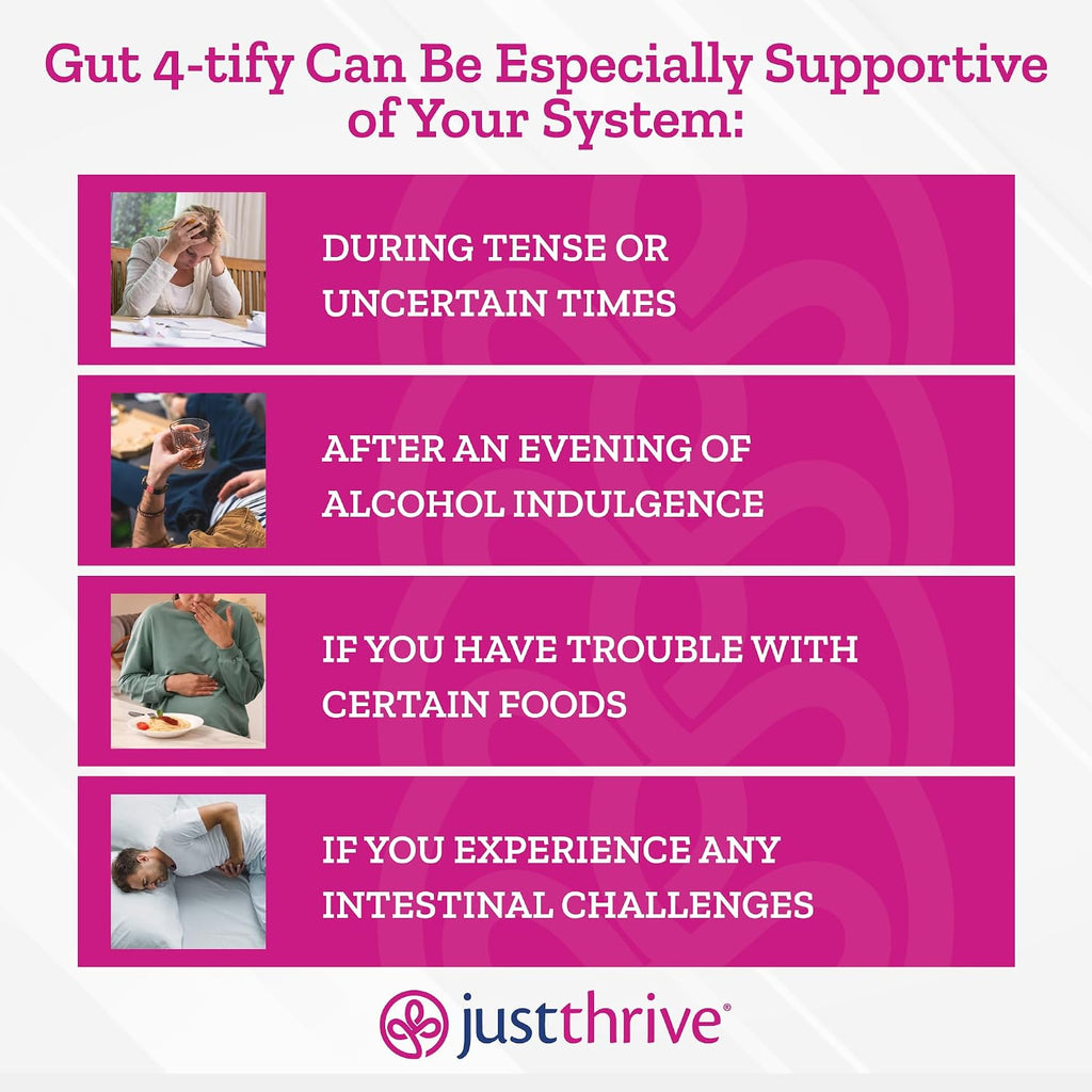 Just Thrive Gut 4-tify - Suplemento para la Salud Intestinal - 90 Cápsulas Vegetales