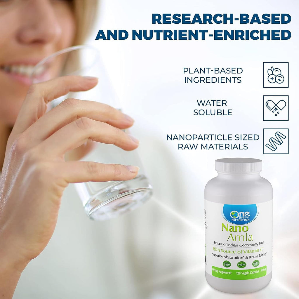 One Planet Nutrition Nano Amla 500 mg Veggie Capsules (120 caps) - Extracto de Amla con Vitamina C