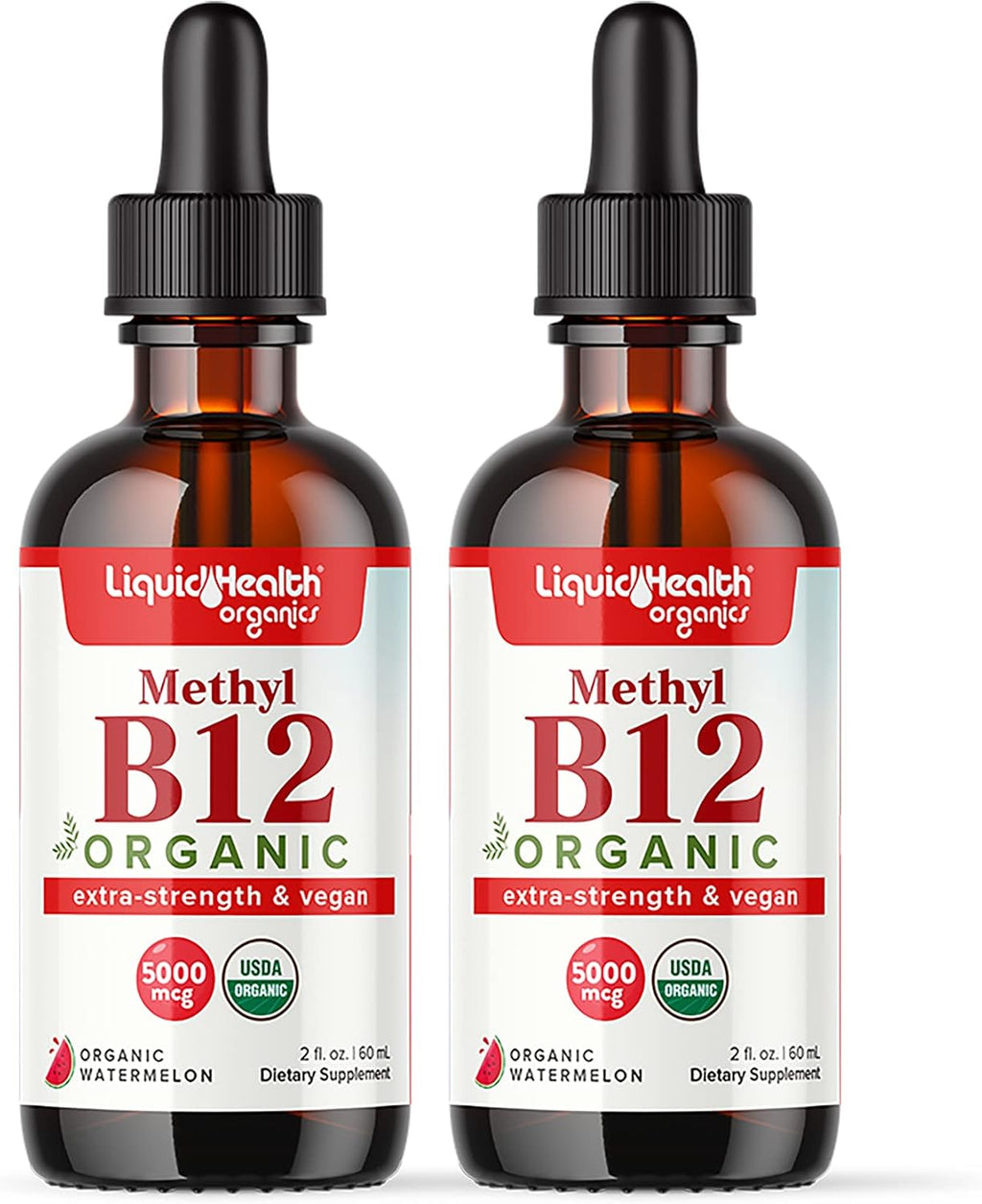 LIQUIDHEALTH Vitamina B12 Orgánica Gotas - Metilcobalamina 5000 mcg - Energía y Memoria - Vegano, Sin Gluten (60 ml)