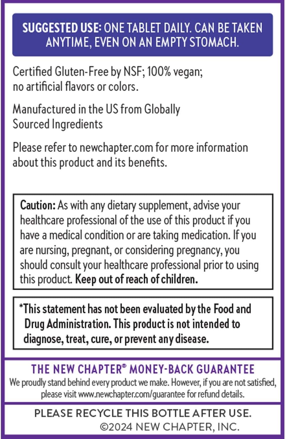 New Chapter Complejo Vitamina B Fermentado – 60 Cápsulas – 1 al Día – Vegano y Ecológico