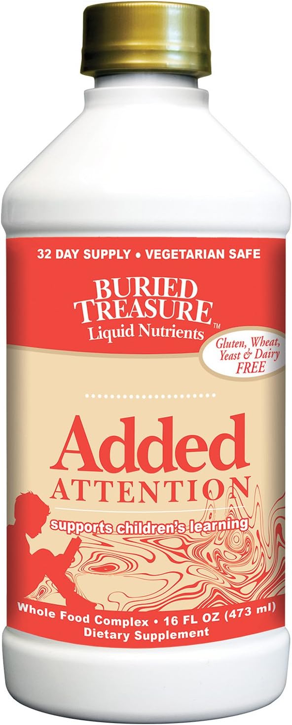Buried Treasure Added Attention Suplemento Líquido para Niños con GABA, DHA, Vitaminas B y Mezcla de Hierbas - 473 ml