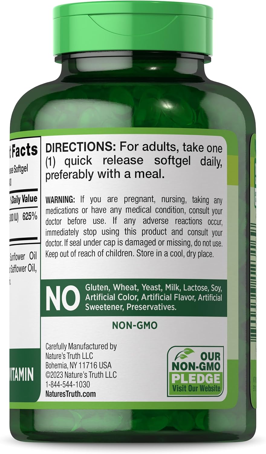 Nature's Truth Vitamina D3 5000 IU - 400 Cápsulas Blandas