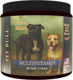 Multivitamínicos, Nutrición Equilibrada para tu Pit Bull, 90 Unidades, Hechos en EE. UU. con Tocino Real