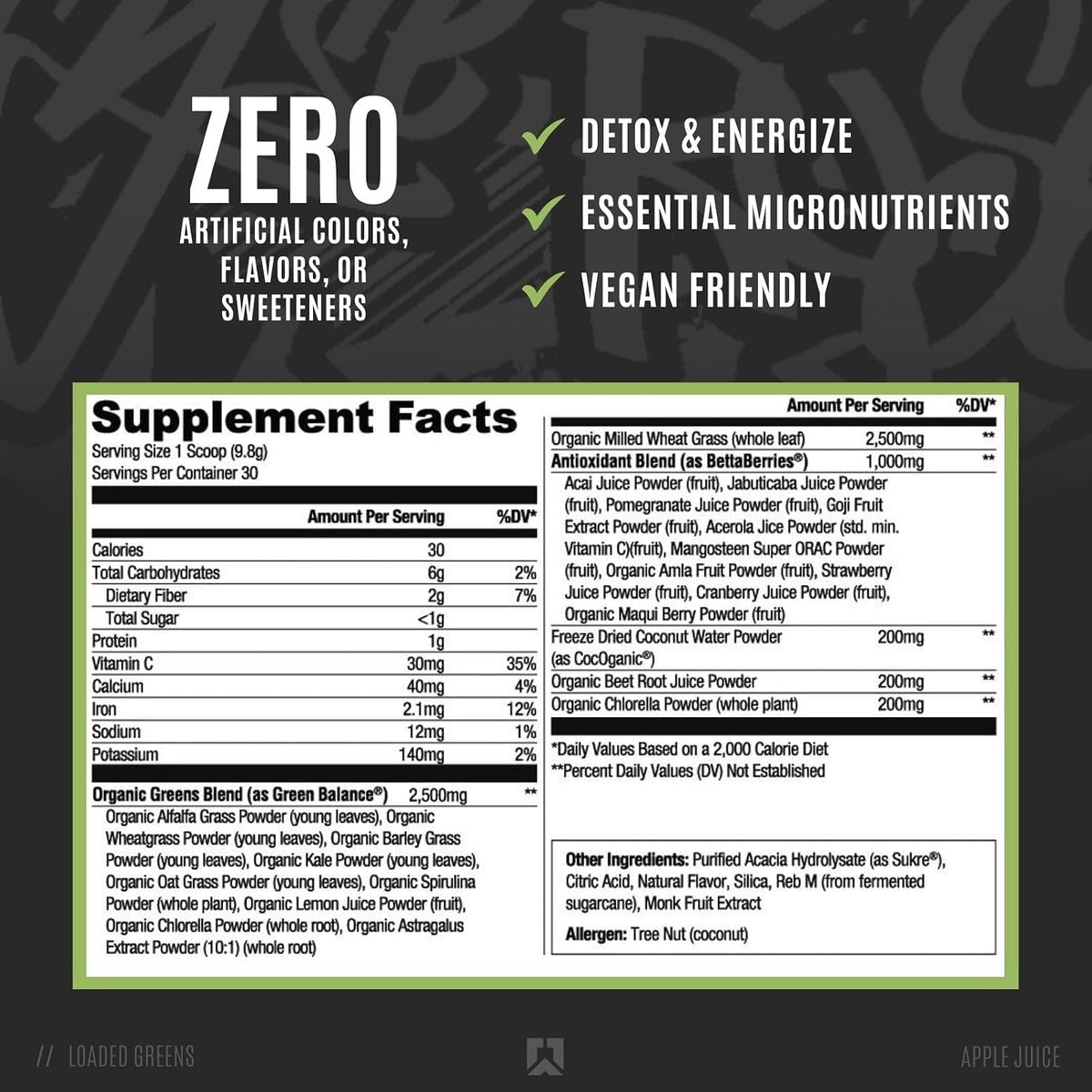 RYSE Loaded Greens Superfood Powder - – Refuerzo inmunológico: La mezcla de frutas y verduras aporta antioxidantes – Image 2