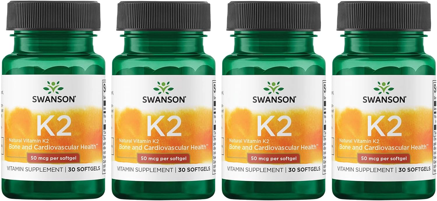 Swanson Vitamina K2 Natural (Menaquinona-7 de Natto) 50 mcg, 30 Cápsulas Blandas (Pack de 3)