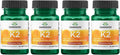 Swanson Vitamina K2 Natural (Menaquinona-7 de Natto) 50 mcg, 30 Cápsulas Blandas (Pack de 4)