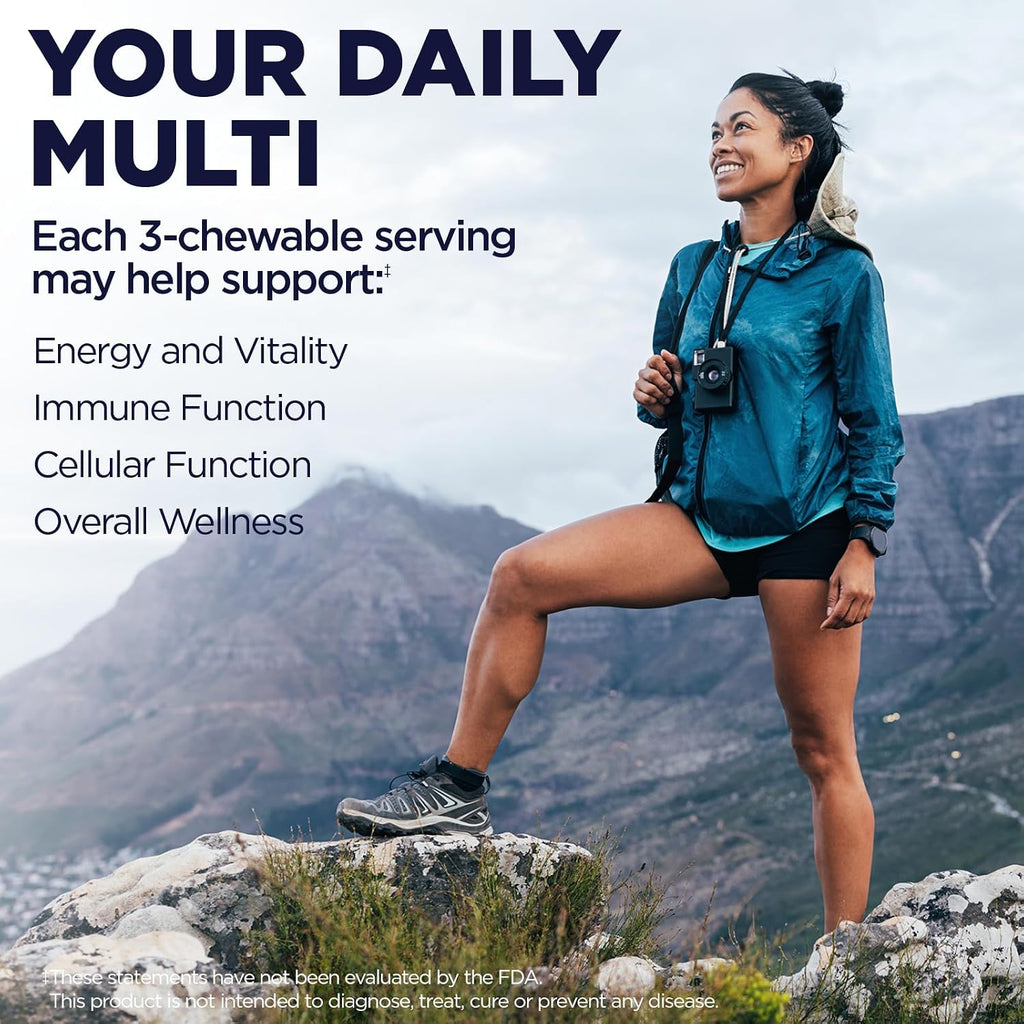 KAL Multivitamin Chewable Enhanced Energy con hierro - Sabor mango piña - 60 comprimidos
