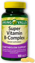 Super Vitamin B Complex - Complejo de Vitaminas B con B6, B12, C, Tiamina, Biotina, Folato, Ácido Pantoténico y Riboflavina, 100 comprimidos
