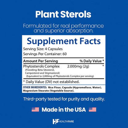 Healthfare Plant Sterols - 240 Cápsulas Veganas - Complejo de Beta-Sitosterol y Fitoesteroles – Image 3