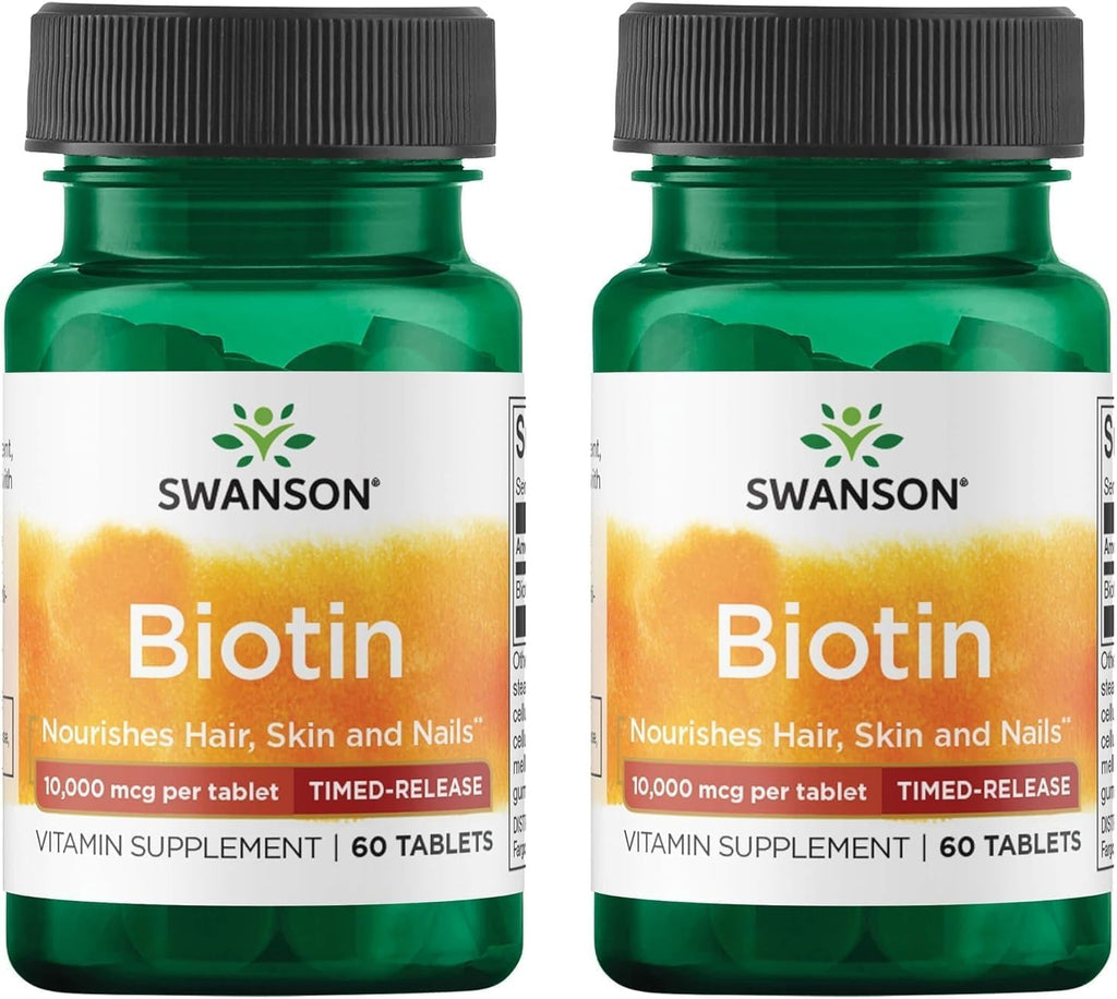 Swanson Biotina de Liberación Prolongada 10.000 mcg 60 Comprimidos