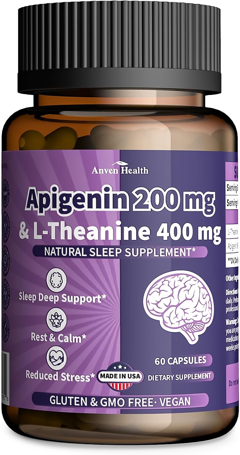 Anven Health L-Teanina 400mg + Apigenina 200mg | 60 Cápsulas Vegetales