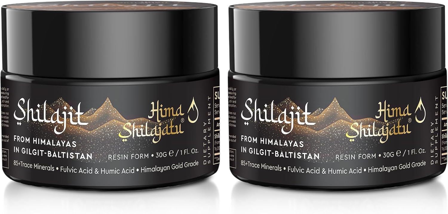 Resina de Shilajit Orgánica del Himalaya - Grado Oro 100% Pura con Ácido Fúlvico y 85+ Minerales Traza - Pack de 3 (6 Meses de Suministro)