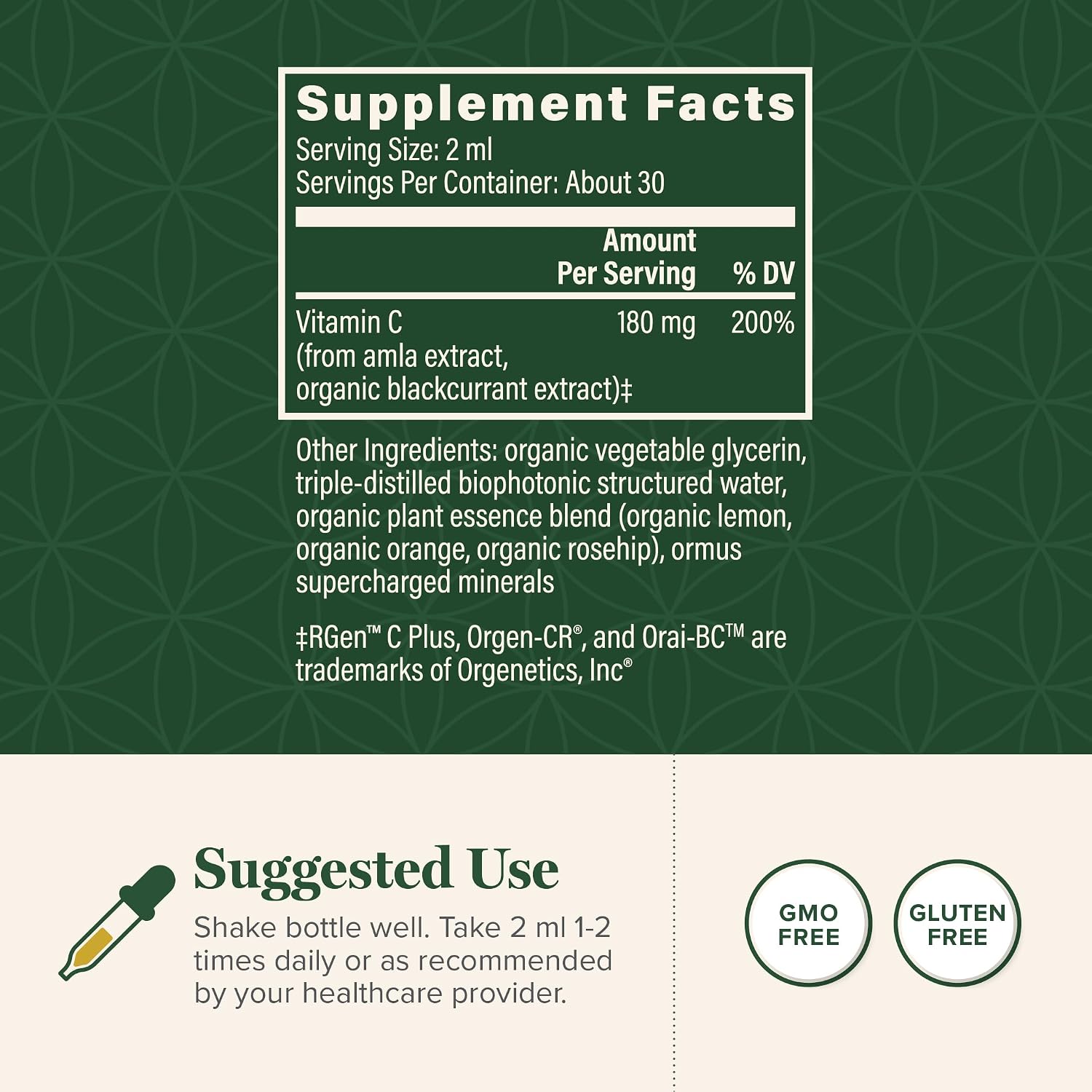 Global Healing Center Gotas de Vitamina C Orgánica - 180mg, 60 ml (2 oz)