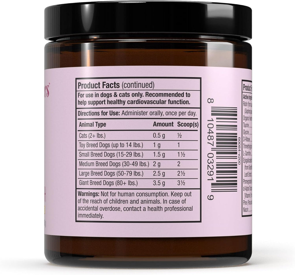 Bark & Whiskers Heart Health: Apoyo Cardiovascular para Perros y Gatos (90 dosis)