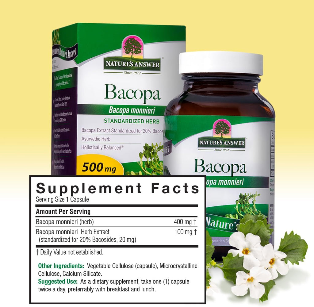 Nature's Answer Bacopa Monnieri 500mg – 90 Cápsulas Veganas