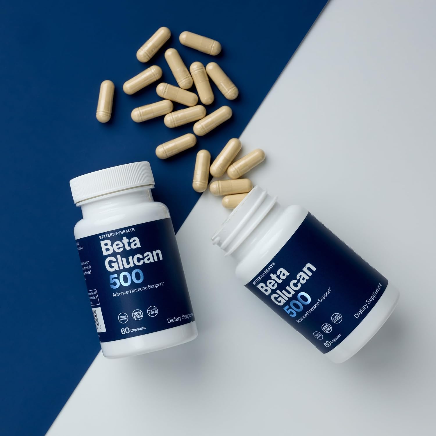 Better Way Health Beta Glucano 500 - 60 Cápsulas - Alta Pureza 1,3/1,6