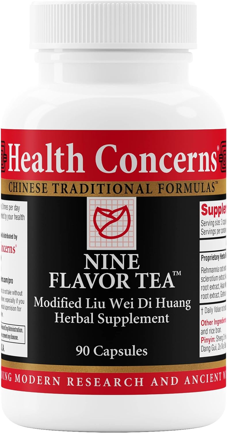 Health Concerns Nine Flavor Tea – Complemento Herbal Chino para el Apoyo Inmunitario y Renal – 90 Cápsulas