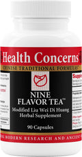Health Concerns Nine Flavor Tea – Complemento Herbal Chino para el Apoyo Inmunitario y Renal – 90 Cápsulas