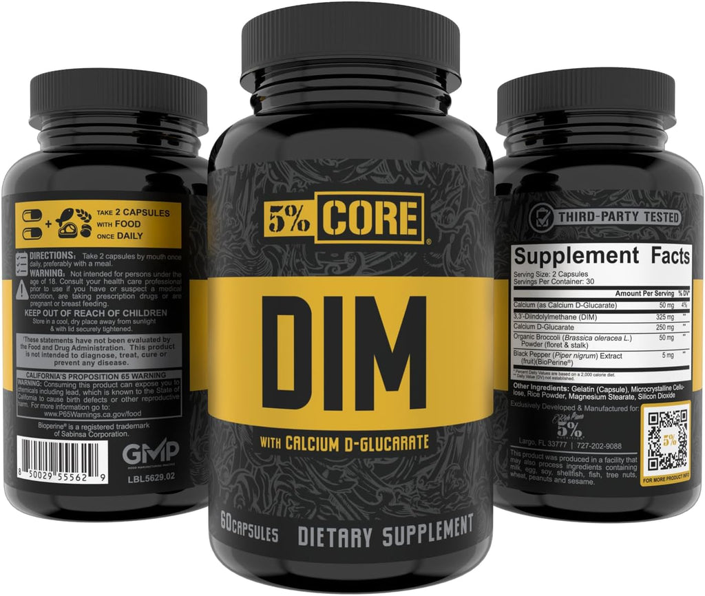 5% Nutrition Core DIM – Suplemento para la Regulación de Estrógenos – 60 Cápsulas Veganas