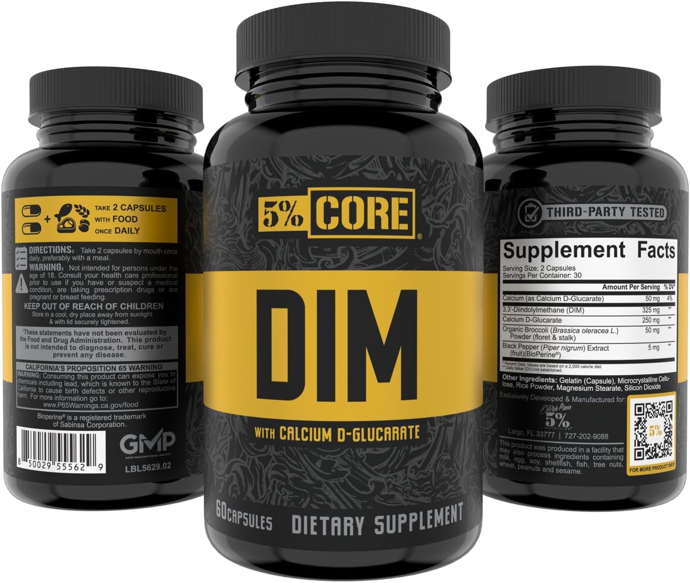 5% Nutrition Core DIM – Suplemento para la Regulación de Estrógenos – 60 Cápsulas Veganas