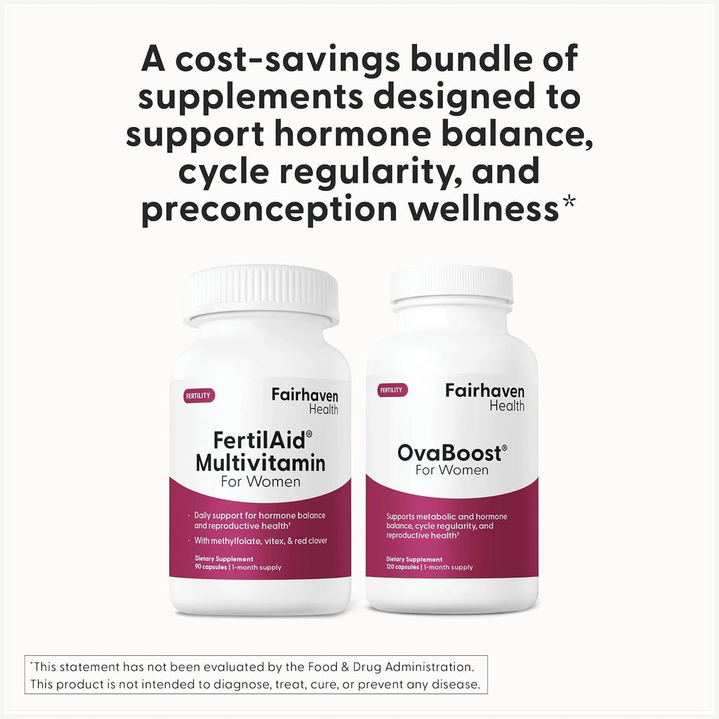 FertilAid para Mujeres y Ovaboost Combo - Suplemento de Fertilidad Femenina