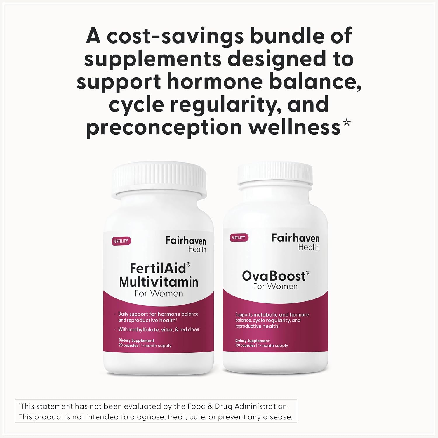FertilAid para Mujeres y Ovaboost Combo - Suplemento de Fertilidad Femenina