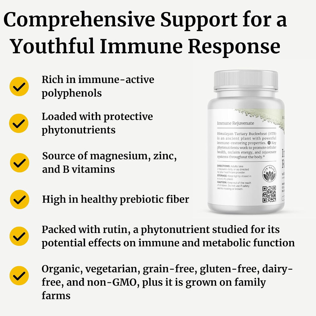 BIG BOLD HEALTH HTB Immune Rejuvenate – Trigo Sarraceno del Himalaya – Suplemento de Polifenoles – Sin Gluten, Sin Lácteos, No Transgénico – 120 Cápsulas Vegetales