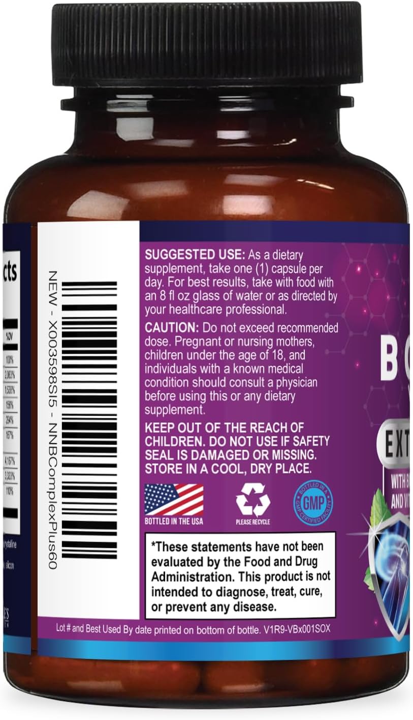 Nature's Nutrition Complejo B-100 Completo - Cápsulas con Vitaminas B12, B6, C, Biotina y Folato - 60 Cápsulas