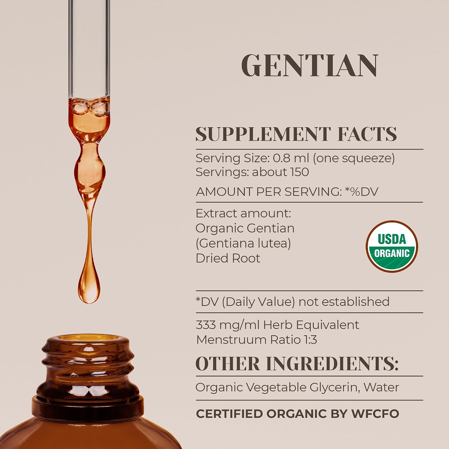 Extracto Orgánico de Genciana sin Alcohol - Alta Potencia - 118 ml