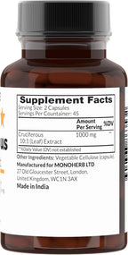 MONOHERB Extracto de Crucíferas 10:1 - 1000 mg por dosis - 45 cápsulas