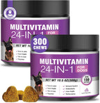 24 en 1 Vitaminas y Suplementos para Perros 200 Comprimidos Masticables con Condroitina, Probióticos, Omega-3, Glucosamina – Sabor Pollo