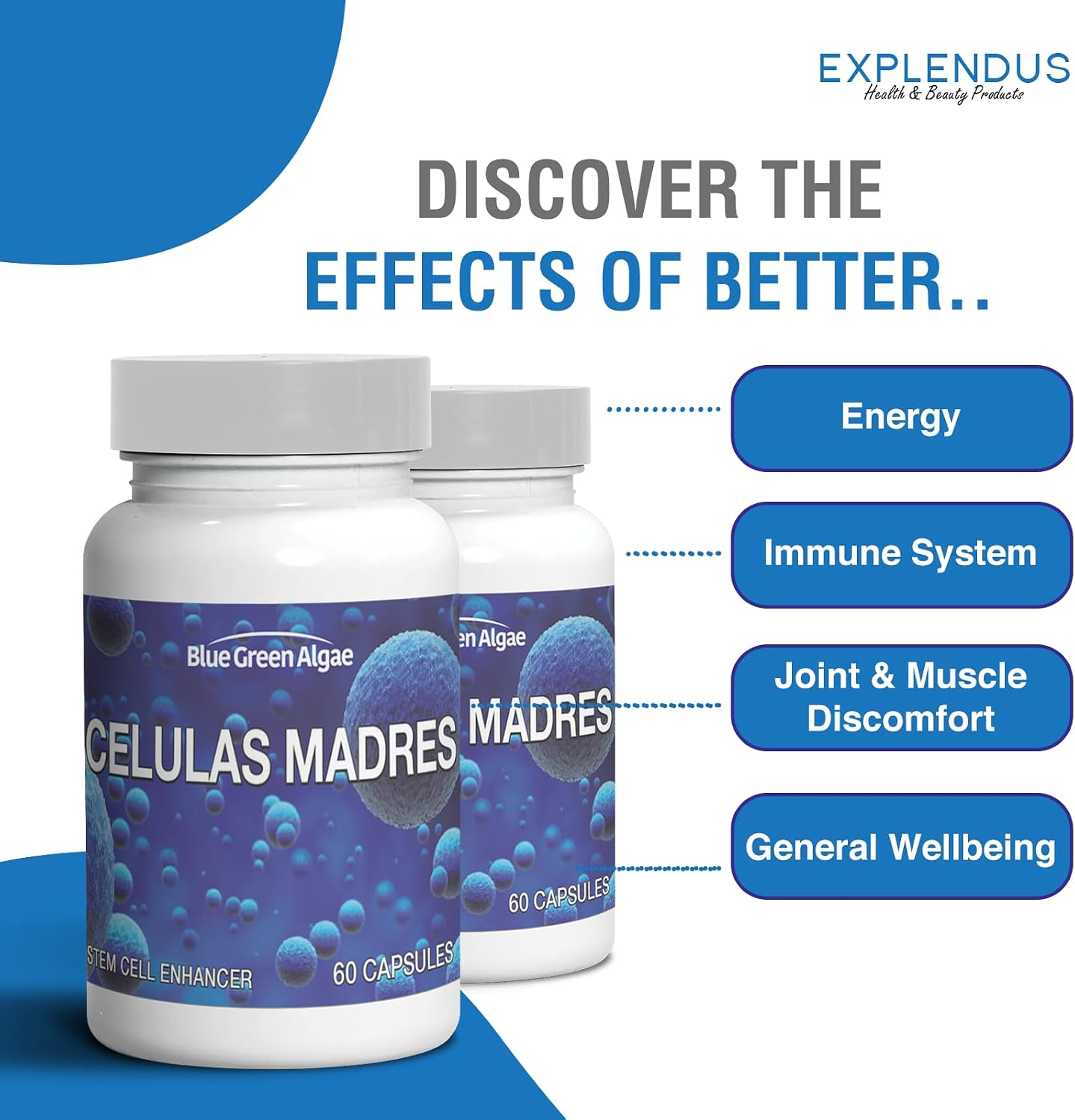 Stem Cell Células Madres - Suplemento Antiedad y Longevidad, 60 Cápsulas Vegetarianas