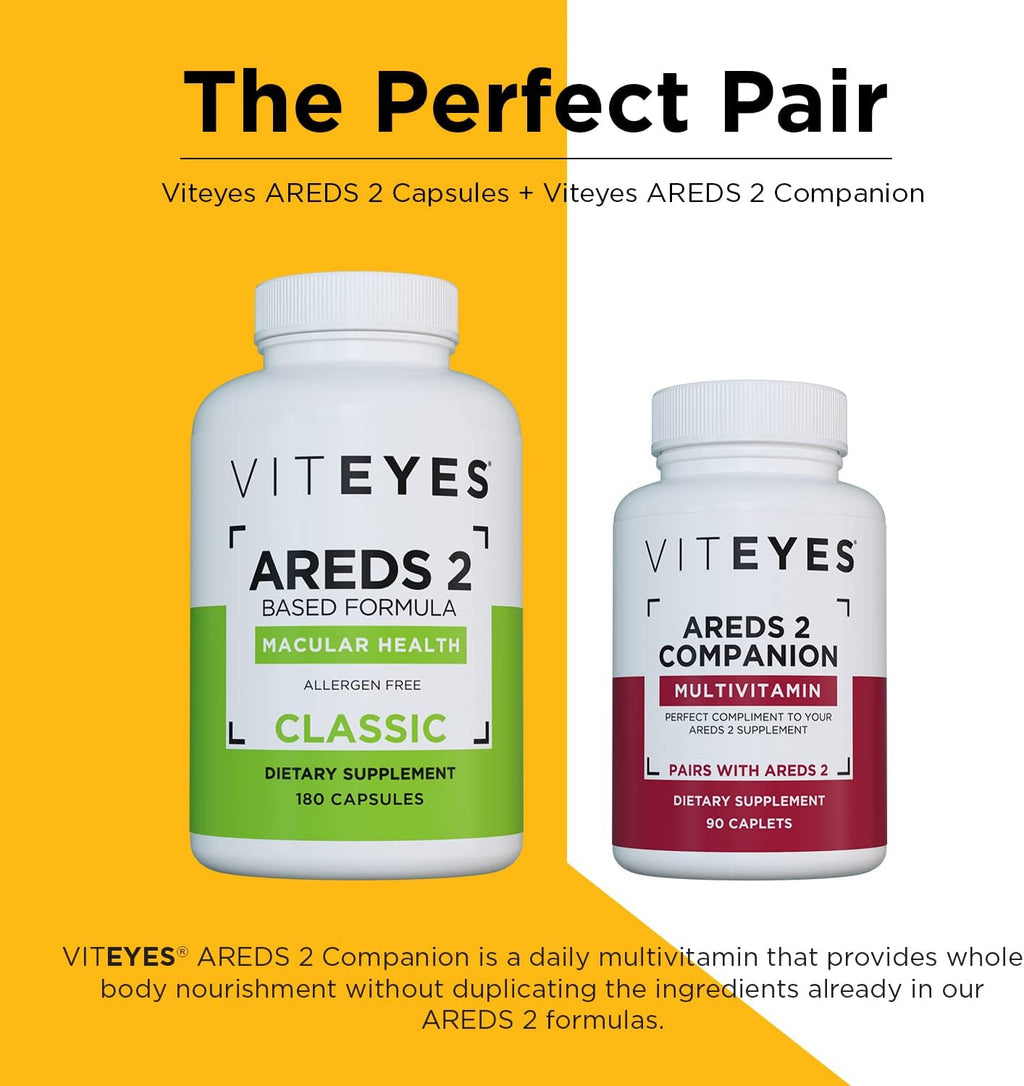 Viteyes AREDS 2 Cápsulas y Multivitamínico Acompañante, Dosis Única Diaria, Vitaminas para los Ojos, 3 Meses de Suministro