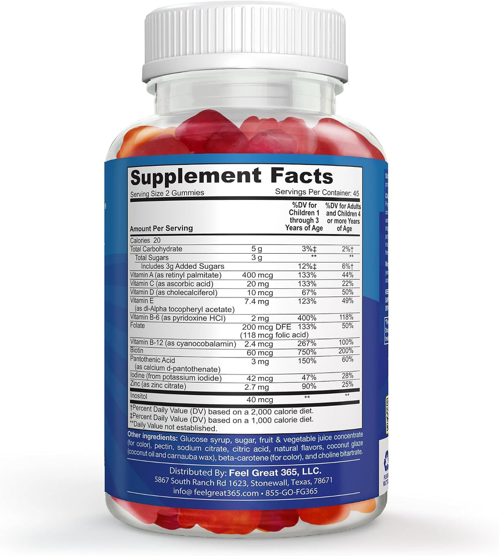 Feel Great Kids Multivitamin Gummies - Gominolas Multivitamínicas para Niños, 45 Días