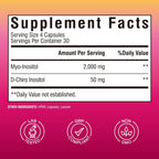 Vitalibre Inositol Supplement, Myo-Inositol & D-Chiro Inositol 40:1, 120 Cápsulas Veganas